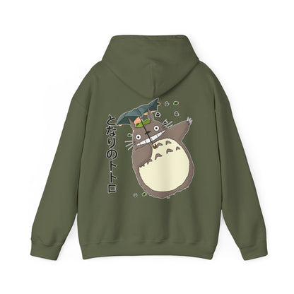 Totoro Funny Face Hoodie with Back Print – 100% Cotton Studio Ghibli Hoodie for Anime Fans