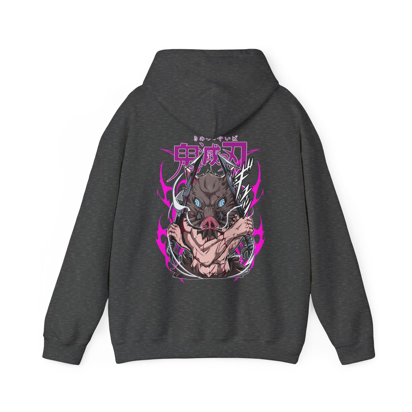 Inosuke Hashibira Demon Slayer Back Print Hoodie – 100% Cotton Anime Hoodie for Boar Head Fans