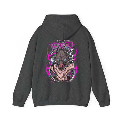 Inosuke Hashibira Demon Slayer Back Print Hoodie – 100% Cotton Anime Hoodie for Boar Head Fans