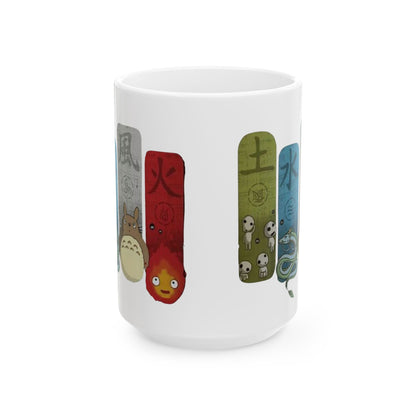 Studio Ghibli Figures Mug – 11oz & 15oz Anime Ceramic Cup – Ghibli Character Coffee Mug Gift for Fans