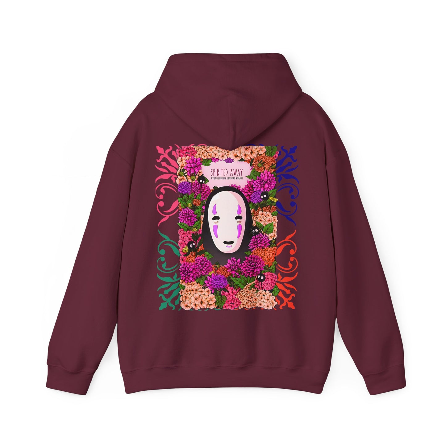No Face Back Print Hoodie – Spirited Away Ghibli | 100% Cotton Gildan 18500 Anime Hoodie