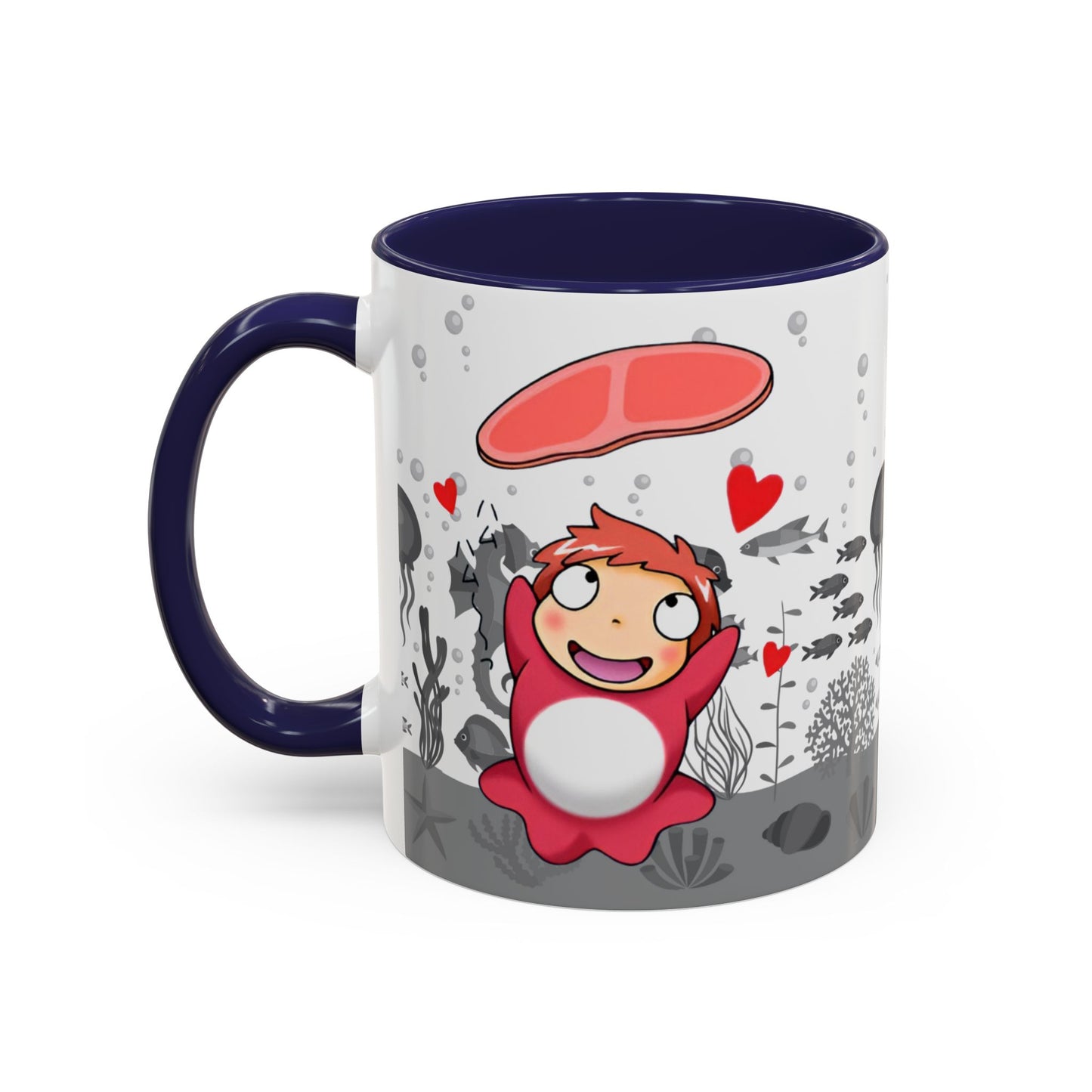 Ponyo Ham Accent Handle Mug – Studio Ghibli Coffee Cup – 11oz & 15oz Anime Gift for Fans