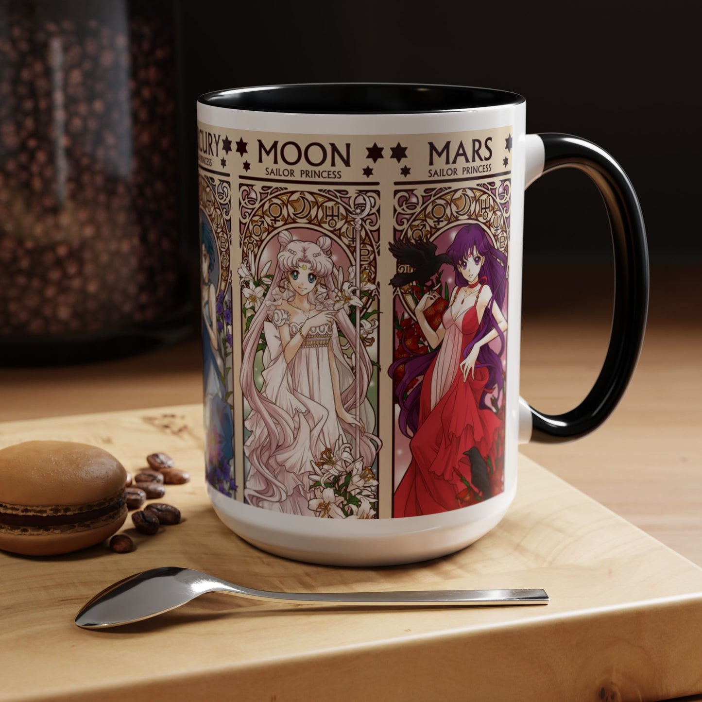 Sailor Moon Inner Guardians Accent Mug – Color Handle Anime Cup 11oz & 15oz – Magical Girl Coffee Gift