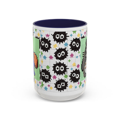 My Neighbor Totoro Pixel Accent Mug – Retro Ghibli Color Handle Cup 11oz & 15oz – Cute Anime Coffee Gift