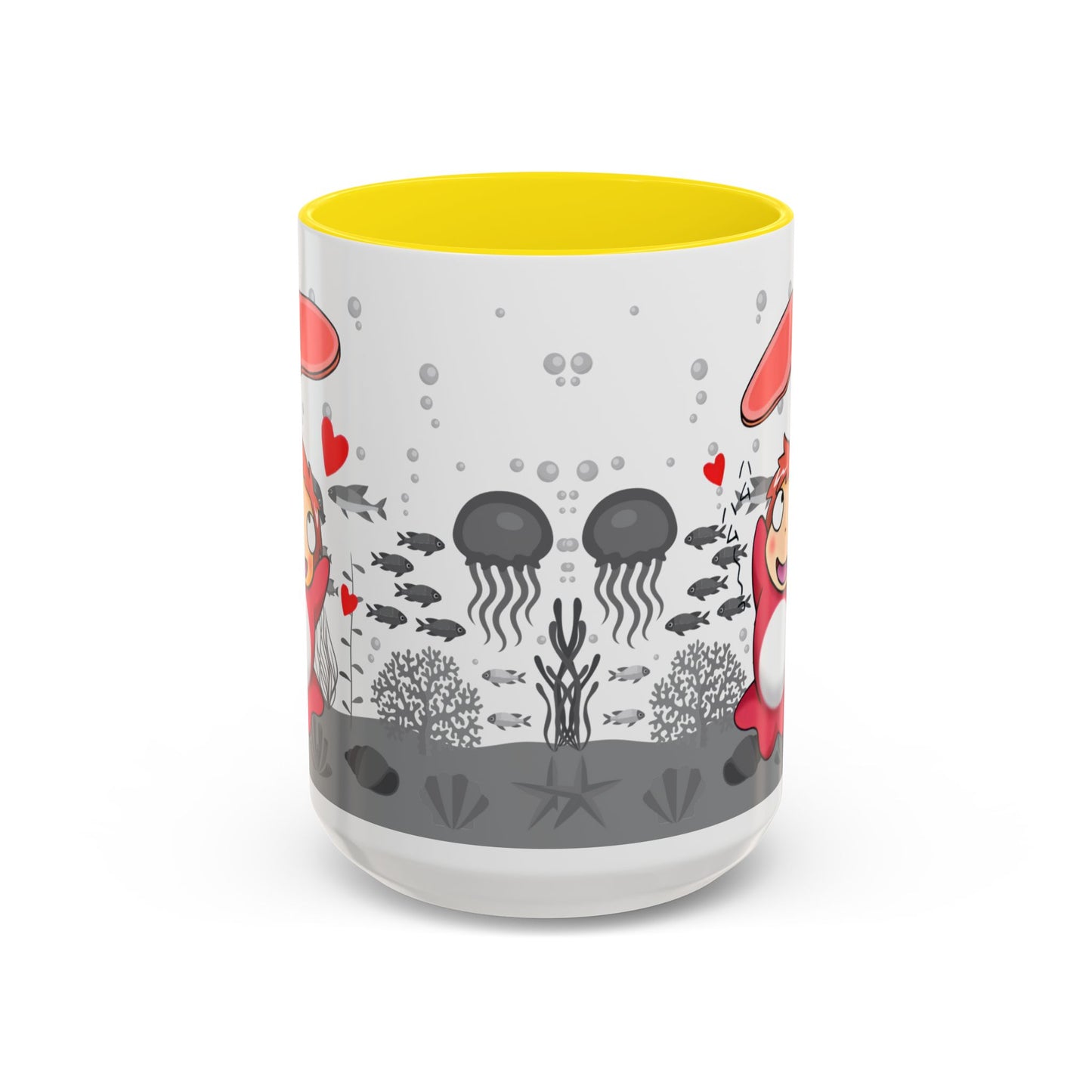 Ponyo Ham Accent Handle Mug – Studio Ghibli Coffee Cup – 11oz & 15oz Anime Gift for Fans