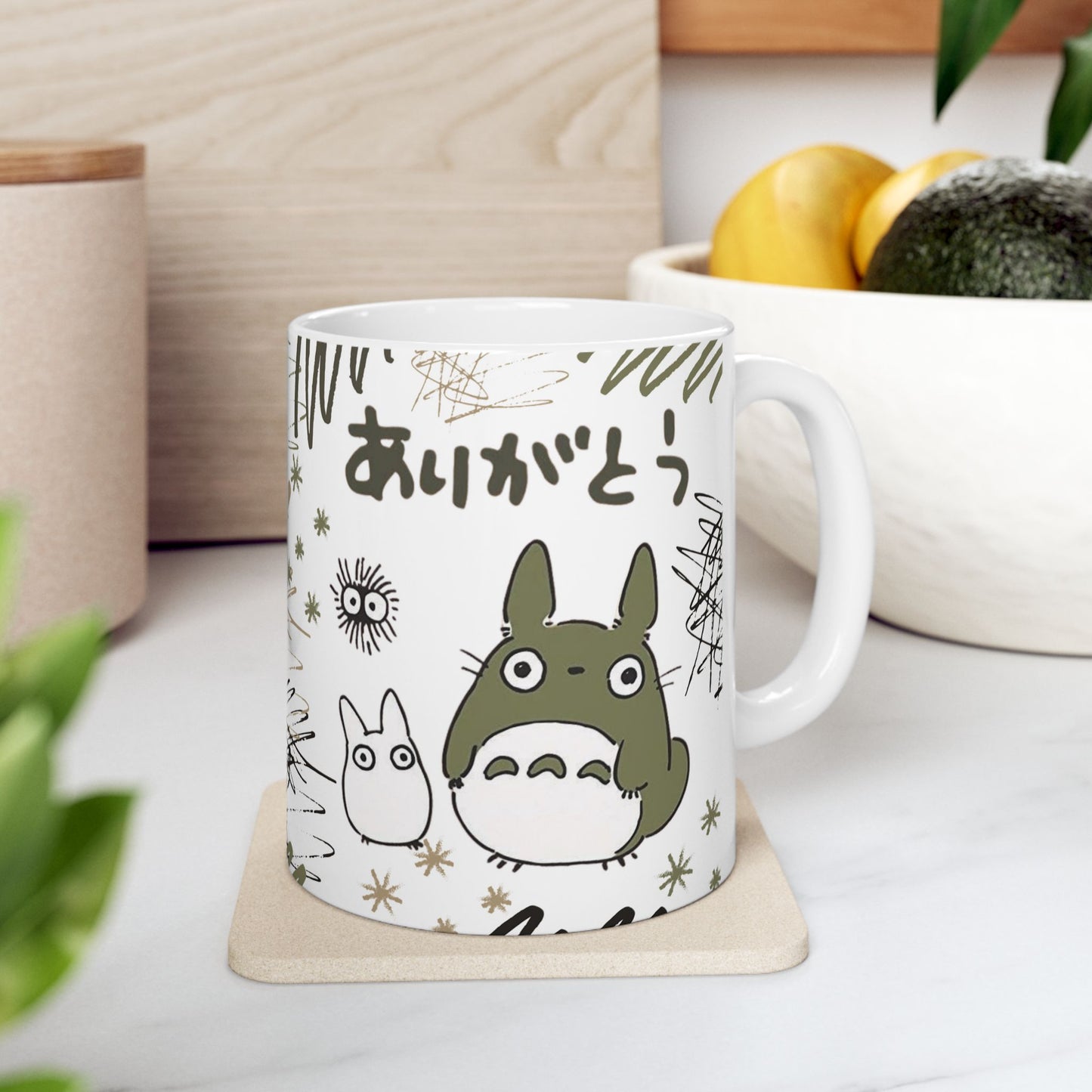 Totoro Sketch Mug – Studio Ghibli Inspired Coffee Cup – 11oz & 15oz Cute Anime Mug for Fans and Collectors