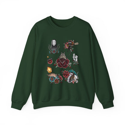 Studio Ghibli Characters Sweatshirt – 100% Cotton Anime Crewneck Featuring Iconic Ghibli Heroes