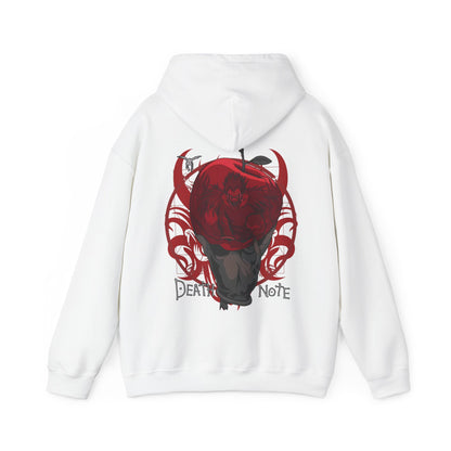 Death Note Apple Back Print Hoodie – 100% Cotton Anime Hoodie with Ryuk Red Apple Design
