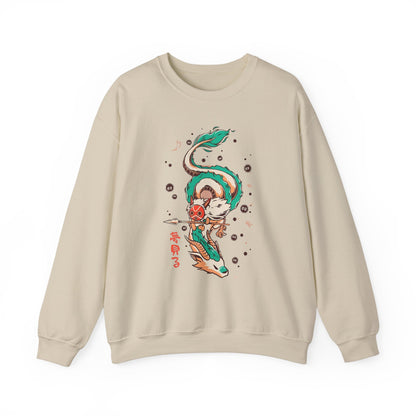 Haku and Princess Mononoke Sweatshirt – 100% Cotton Studio Ghibli Pullover for Anime Fans