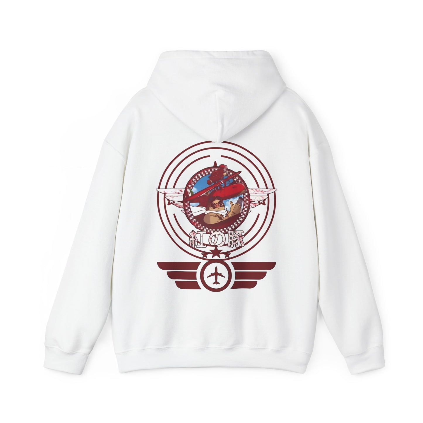 Porco Rosso Aviator Hoodie with Back Print – 100% Cotton Studio Ghibli Pilot Anime Sweatshirt