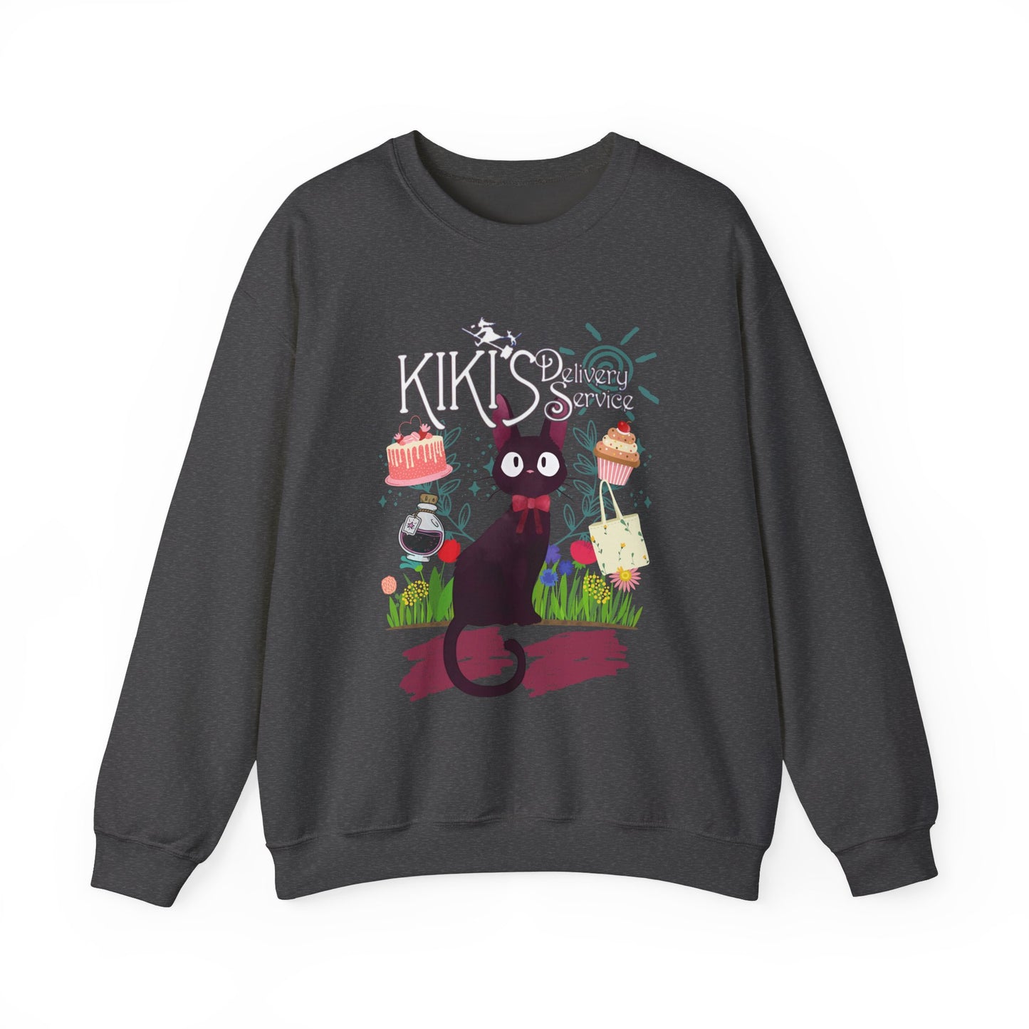 Jiji Collage Studio Ghibli Sweatshirt – Cozy 100% Cotton Anime Pullover Featuring Kiki’s Cat