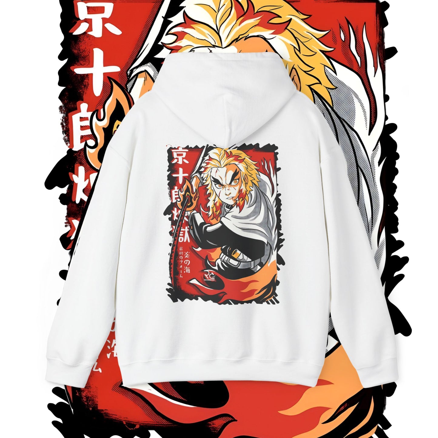 Rengoku Flame Hashira Back Print Hoodie | Demon Slayer | 100% Cotton