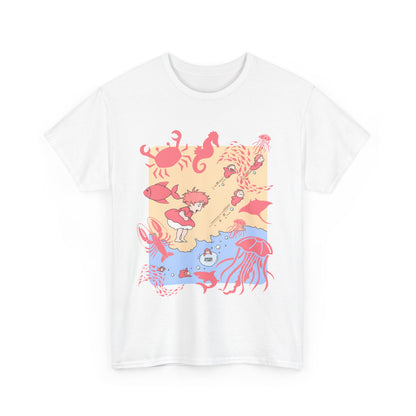 Ponyo Sea World T-Shirt – 100% Cotton Studio Ghibli Ocean Anime Tee
