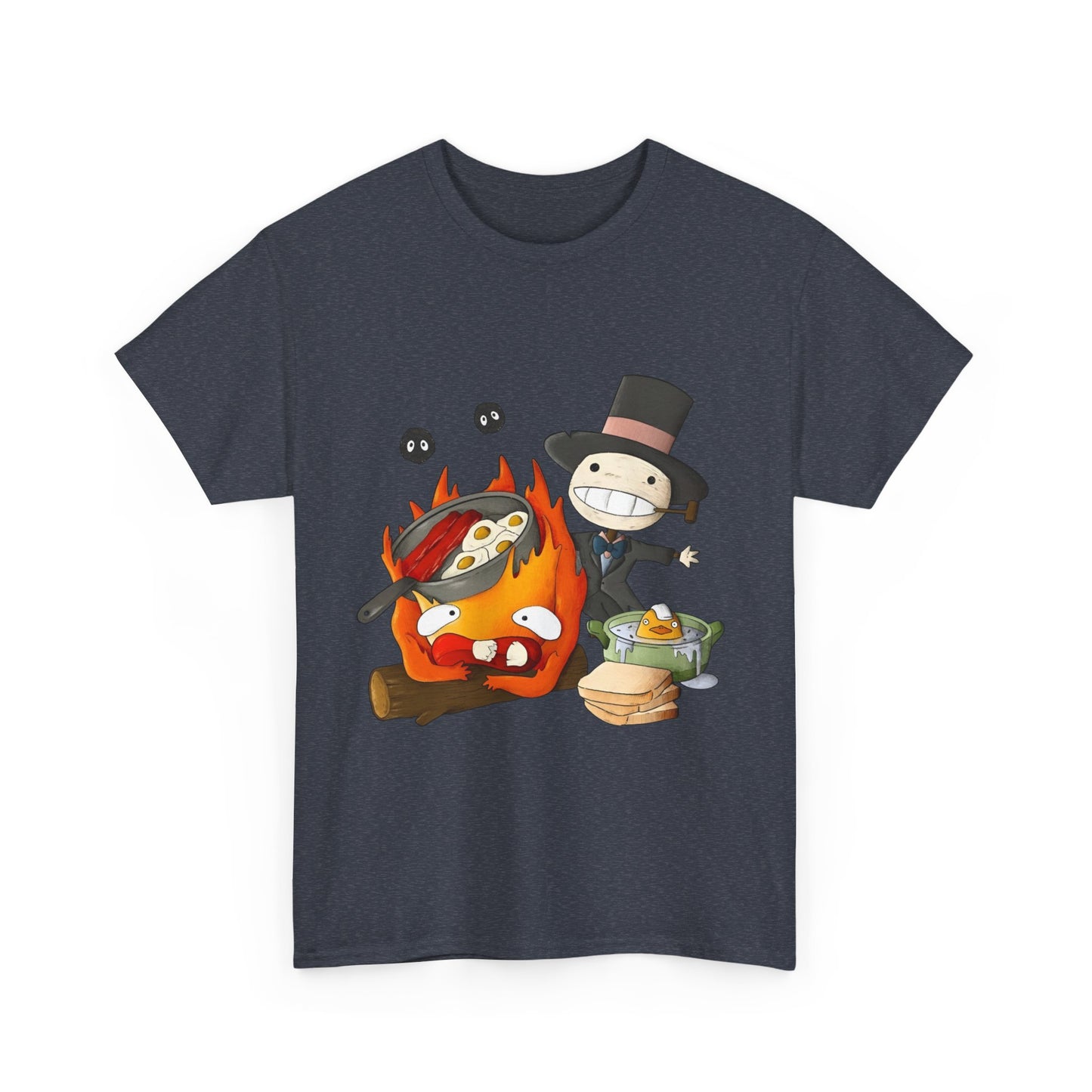 Calcifer Breakfast Shirt – Ghibli Cotton Tee for Anime Fans