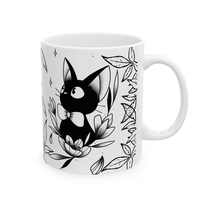 Jiji Cat Studio Ghibli Mug – 11oz & 15oz Ceramic Coffee Cup – Kiki’s Delivery Service Anime Gift