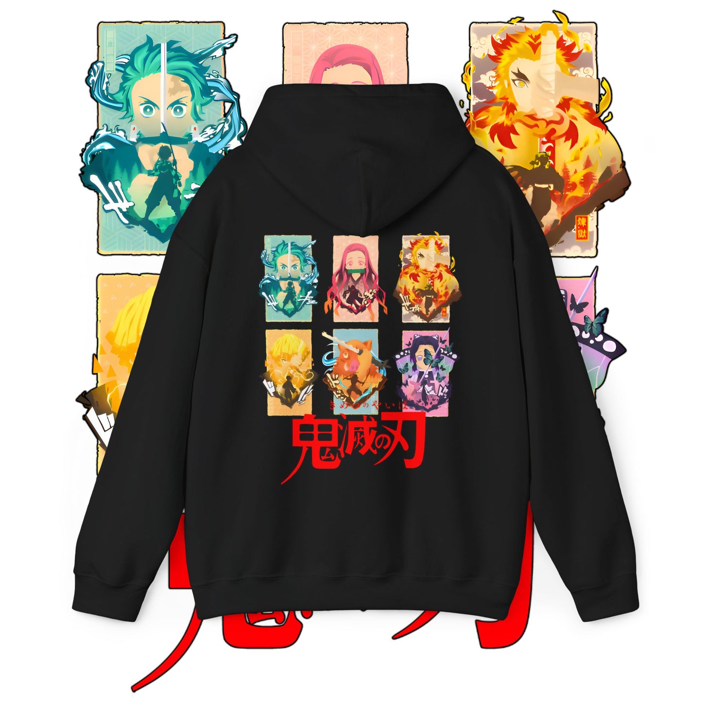 Demon Slayer Characters Back Print Hoodie | 100% Cotton Anime Hoodie