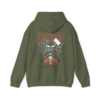 Franky One Piece Back Print Hoodie – 100% Cotton Anime Pullover for Super Fans