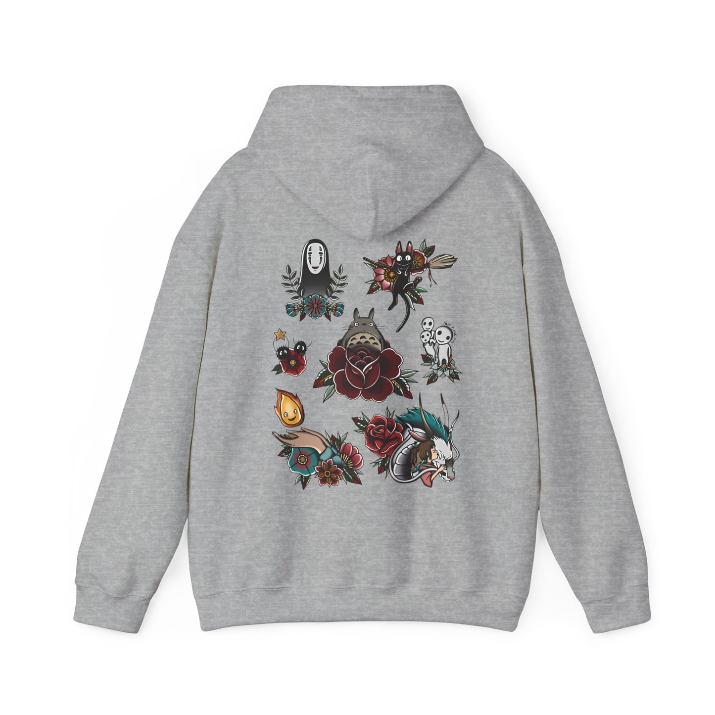 Studio Ghibli Characters Back Print Hoodie – 100% Cotton Anime Pullover Featuring Iconic Ghibli Designs