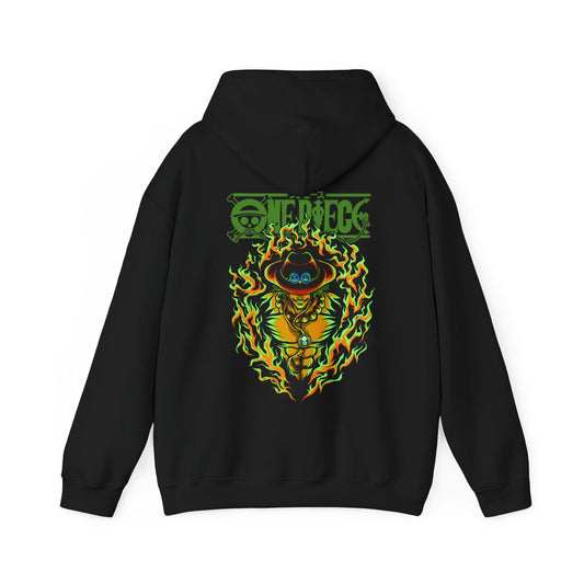 Portgas D. Ace One Piece Back Print Hoodie – 100% Cotton Anime Hoodie for Fire Fist Fans