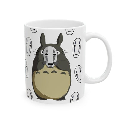 Totoro No Face Mask Mug – Studio Ghibli Crossover Cup 11oz & 15oz – Cute Anime Coffee Gift for Fans