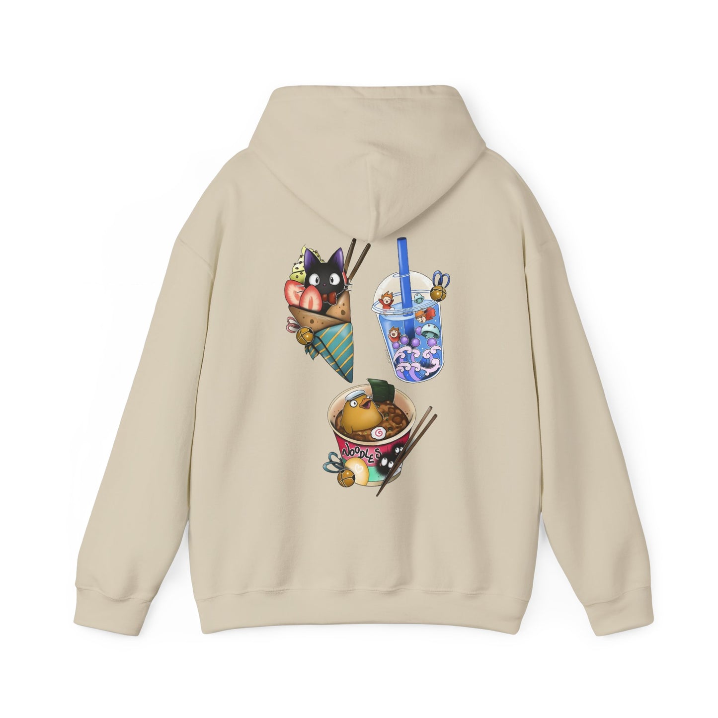 Studio Ghibli Food Back Print Hoodie – 100% Cotton Anime Hoodie with Iconic Ghibli Dishes on the Back