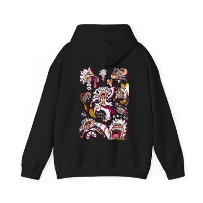 Funny Luffy One Piece Back Print Hoodie – 100% Cotton Anime Hoodie with Goofy Straw Hat Design