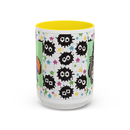 My Neighbor Totoro Pixel Accent Mug – Retro Ghibli Color Handle Cup 11oz & 15oz – Cute Anime Coffee Gift