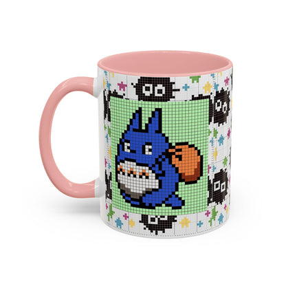 My Neighbor Totoro Pixel Accent Mug – Retro Ghibli Color Handle Cup 11oz & 15oz – Cute Anime Coffee Gift