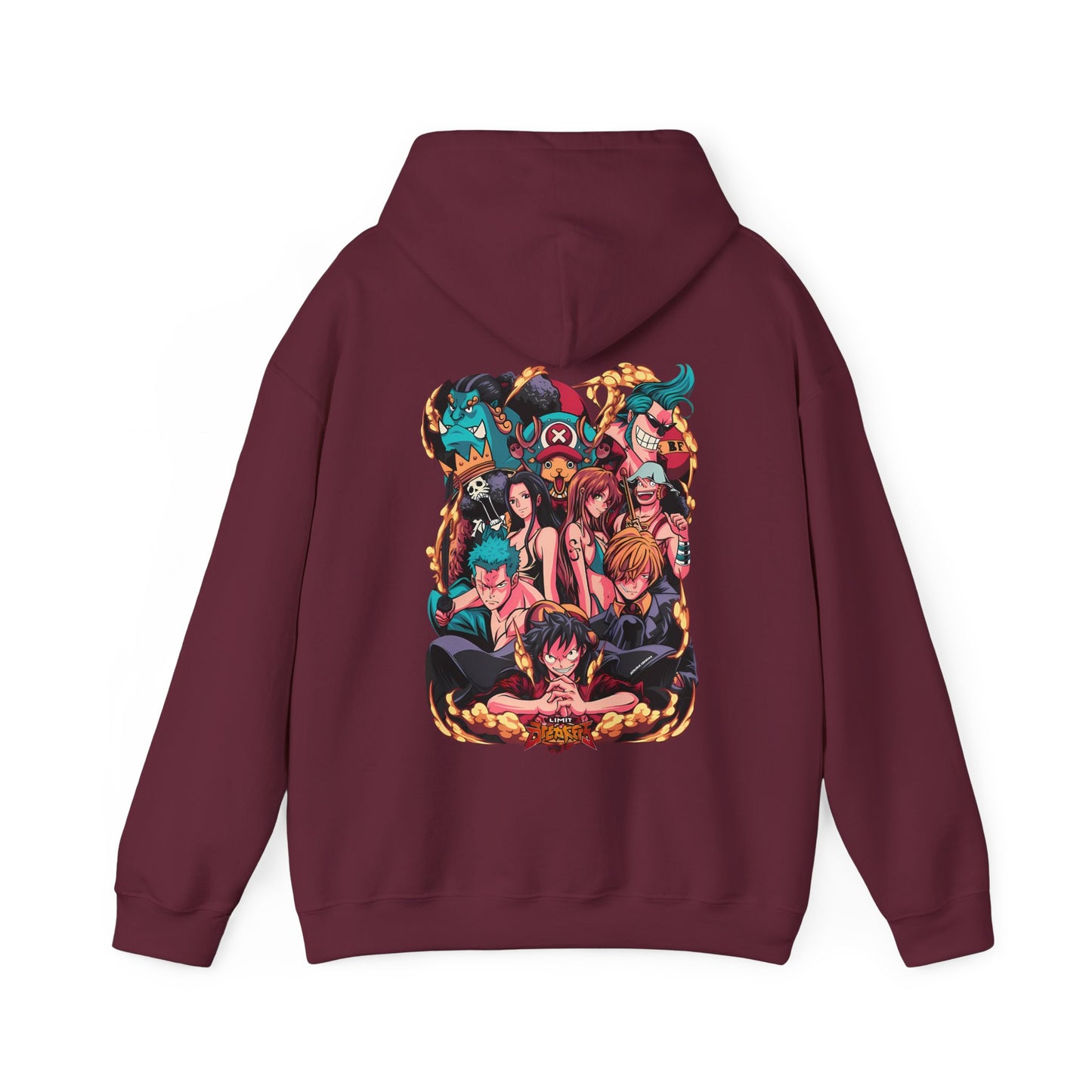 One Piece Characters Back Print Hoodie – 100% Cotton Anime Hoodie Featuring Straw Hat Crew