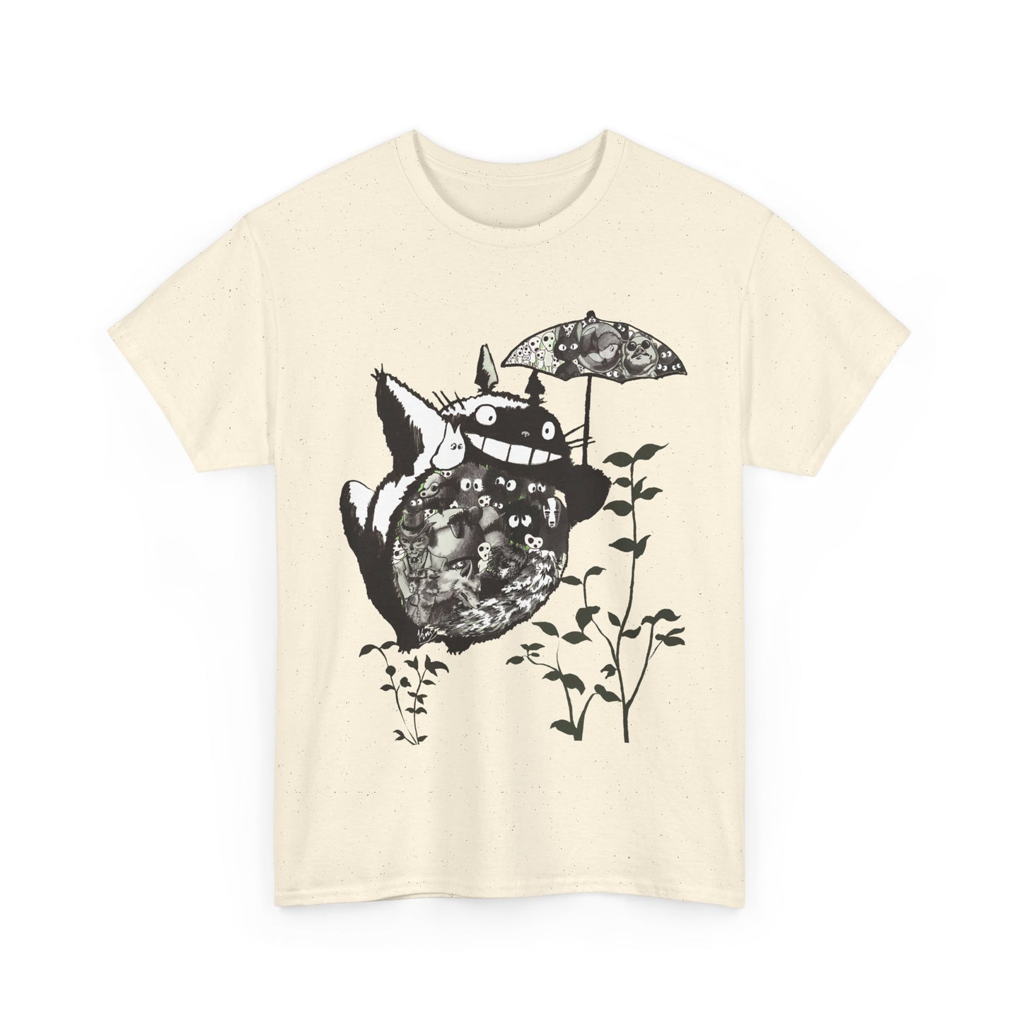 Totoro Black and White T-Shirt 100% Cotton | Studio Ghibli Anime Tee