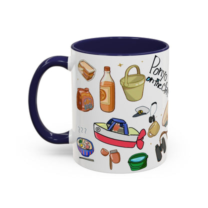 Ponyo Accent Mug – Studio Ghibli Collage Color Handle Cup 11oz & 15oz – Cute Anime Ocean Gift for Fans