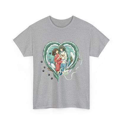 Chihiro and Haku Love T-Shirt – 100% Cotton Spirited Away Anime Shirt for Ghibli Fans