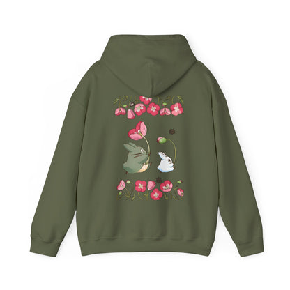 Totoro Cute Flowers Back Print Hoodie – 100% Cotton Studio Ghibli Inspired Sweatshirt for Anime Fans