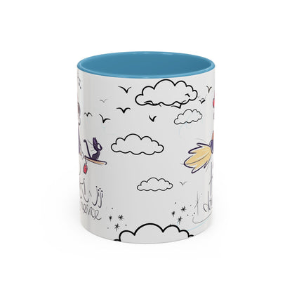 Kiki's Delivery Service Sketch Accent Mug – Studio Ghibli Ceramic Cup – 11oz & 15oz Anime Gift