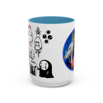 Spirited Away Moments Accent Mug – Color Handle Ghibli Cup 11oz & 15oz – Chihiro and Haku Anime Scene Gift