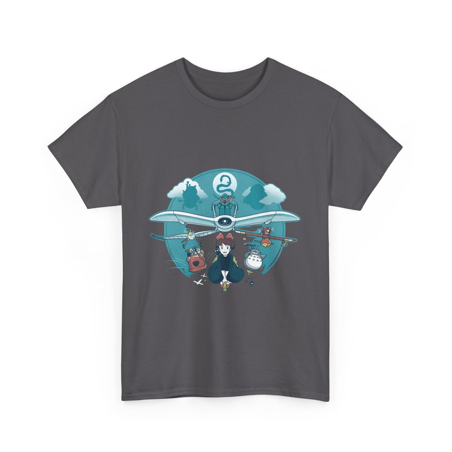 Flying Ghibli Characters T-Shirt – 100% Cotton Anime Tee for Studio Ghibli Fans