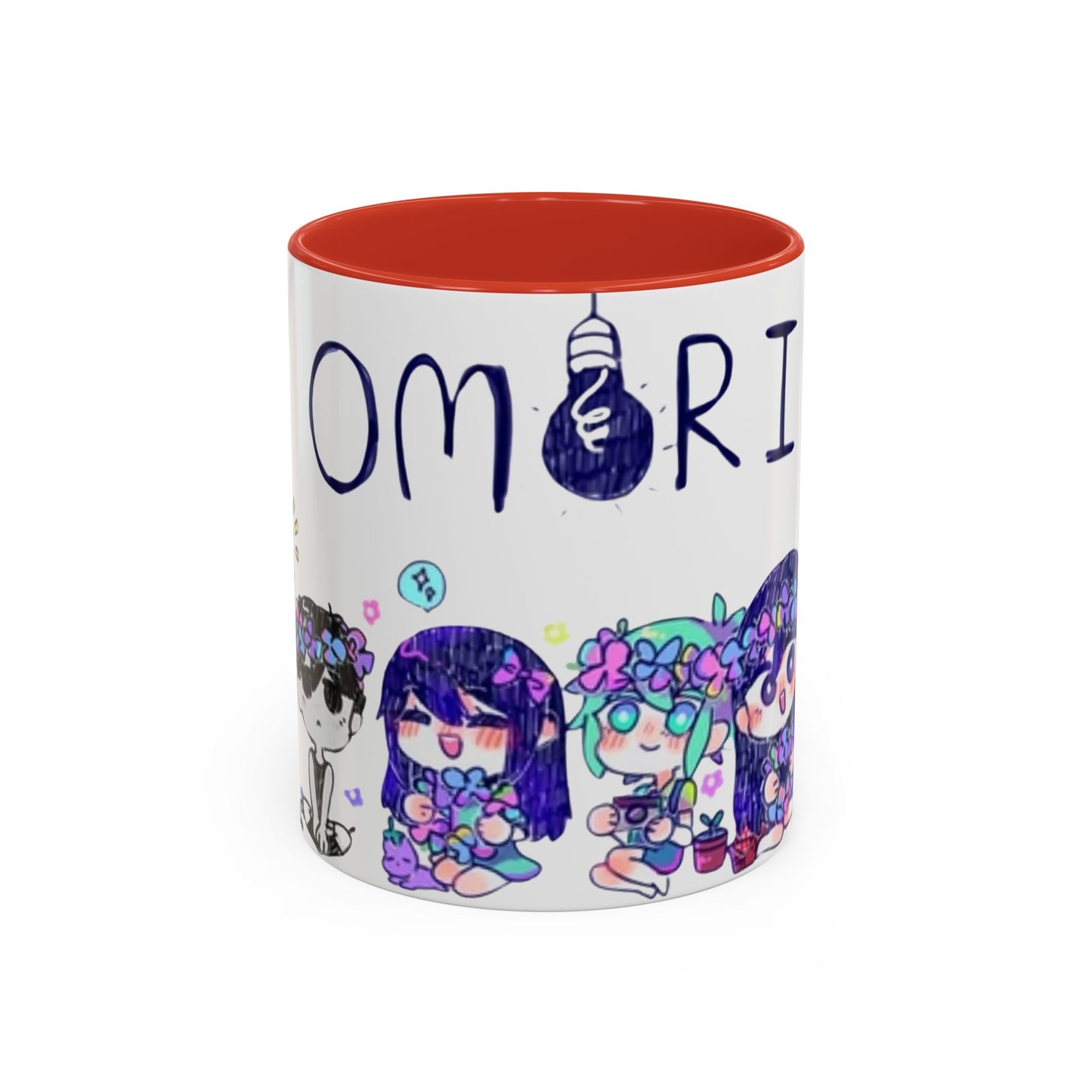 Family Omori Accent Handle Mug – 11oz & 15oz Color Handle Ceramic Cup – Cute Indie Game Gift for Omori Fans