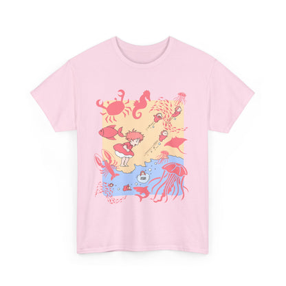 Ponyo Sea World T-Shirt – 100% Cotton Studio Ghibli Ocean Anime Tee
