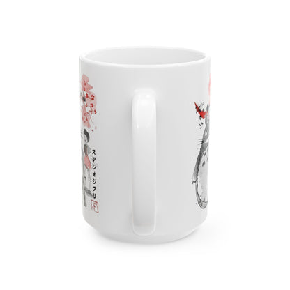 Totoro Sakura Forest Mug – Cute Anime Coffee Cup 11oz & 15oz – Studio Ghibli Inspired Gift