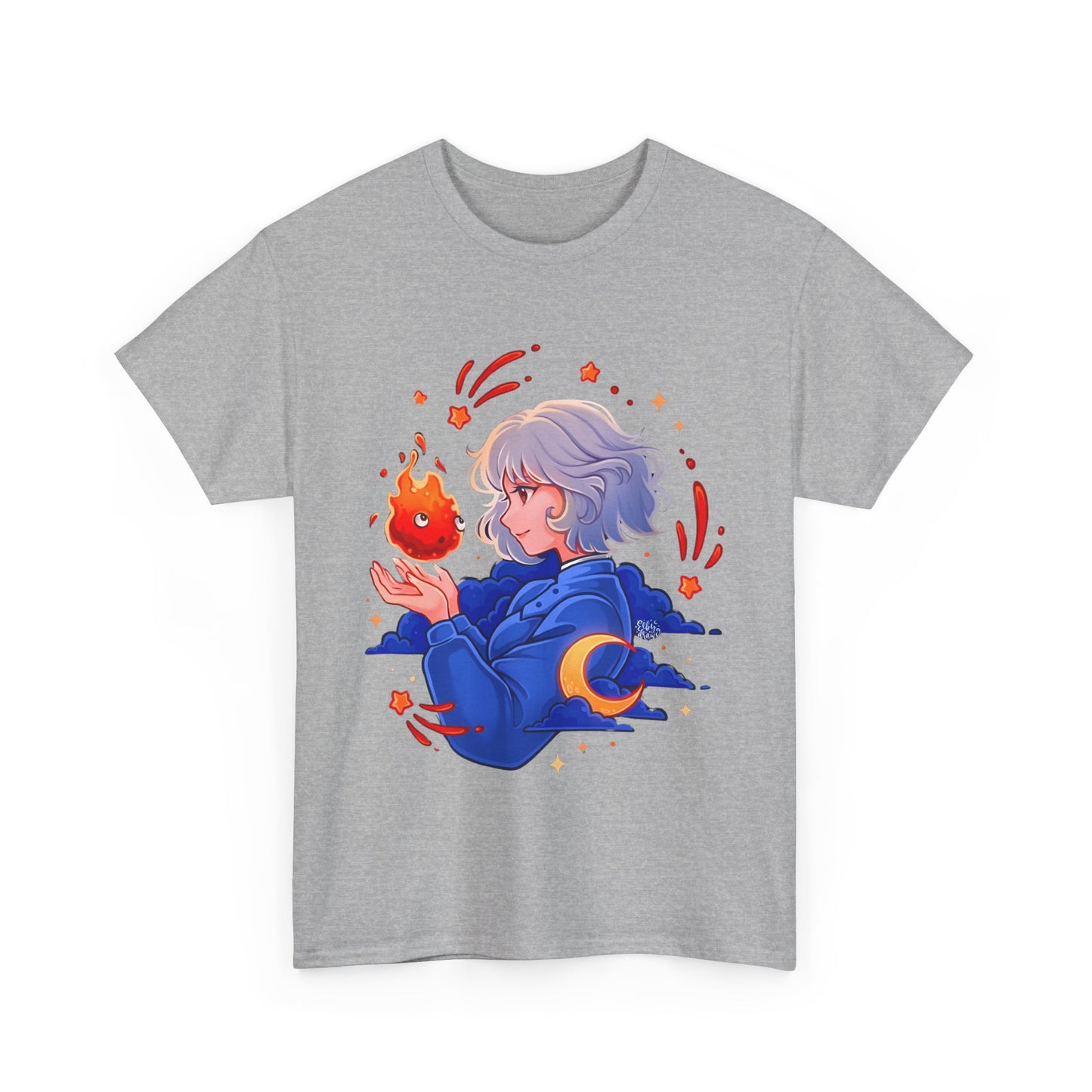 Calcifer and Sophie T-Shirt 100% Cotton Studio Ghibli Fan Tee