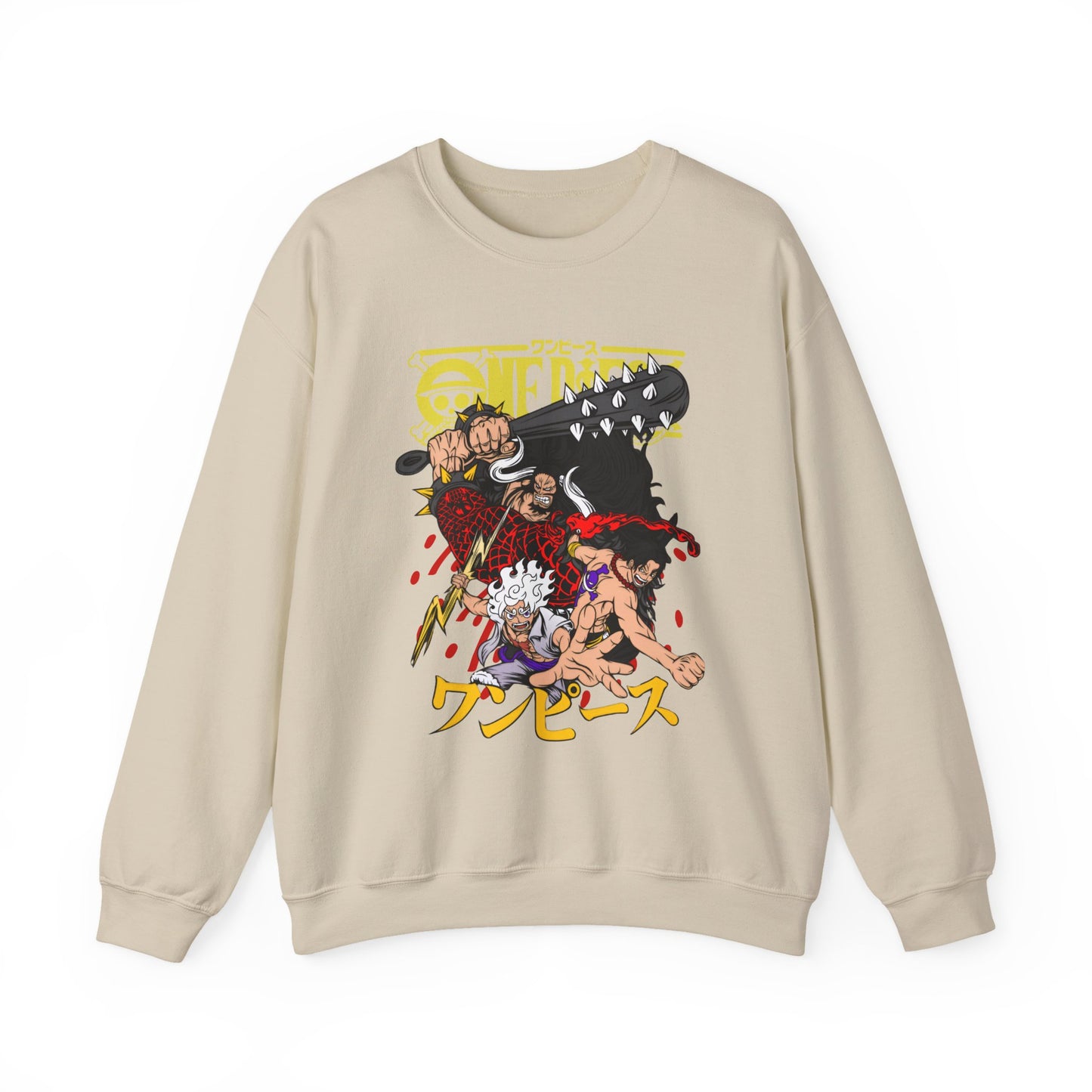 Kaido, Luffy & Ace Sweatshirt – 100% Cotton One Piece Anime Crewneck for True Fans