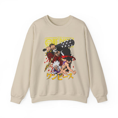 Kaido, Luffy & Ace Sweatshirt – 100% Cotton One Piece Anime Crewneck for True Fans
