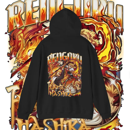 Rengoku Flame Bootleg Back Print Hoodie 100% Cotton