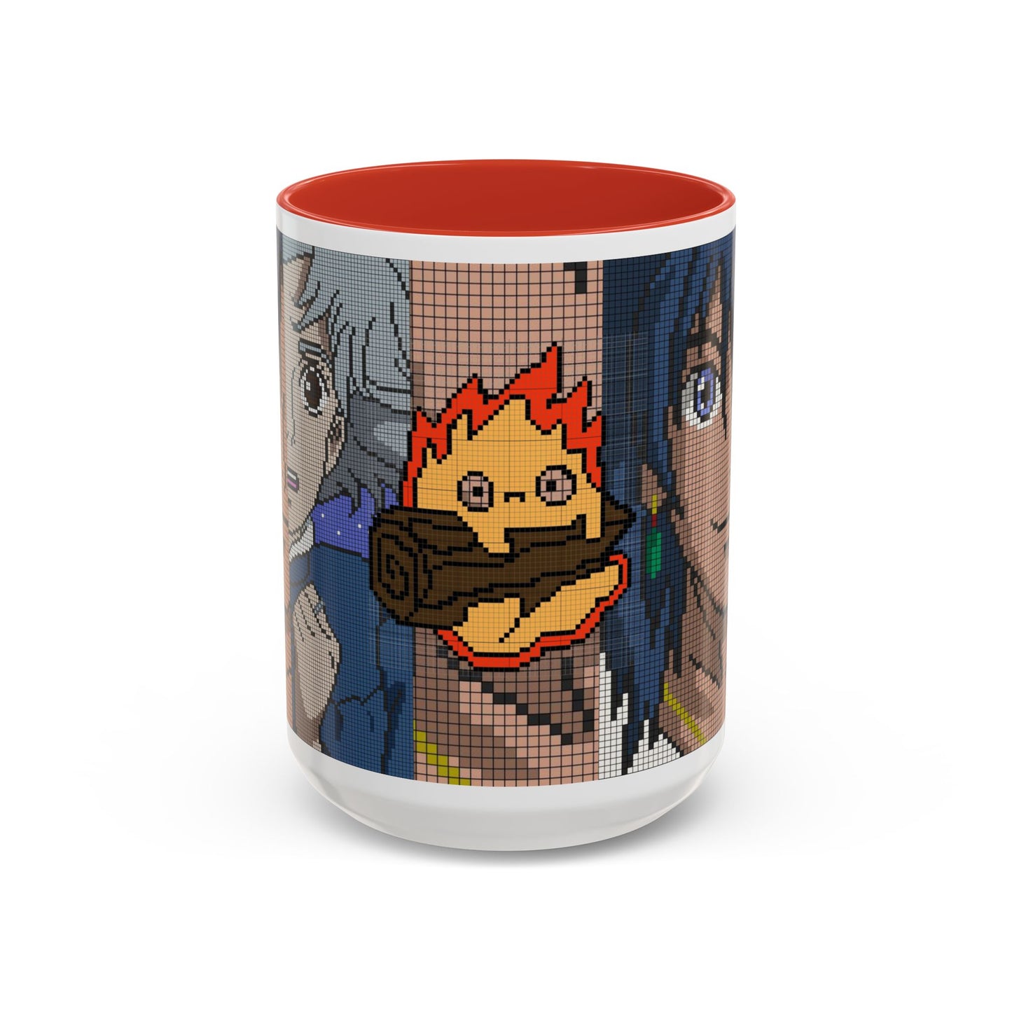 Howl's Moving Castle Pixel Accent Mug – Retro Anime Color Handle Cup 11oz & 15oz – Studio Ghibli Coffee Gift