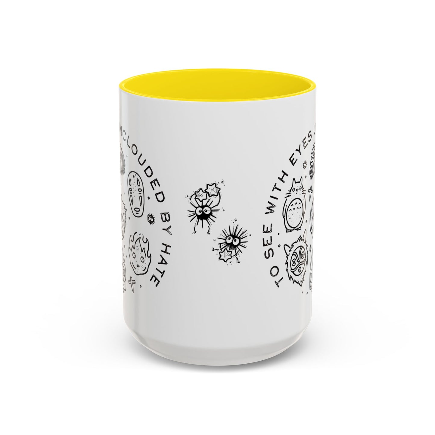 Universe Ghibli Accent Mug – Color Handle Anime Coffee Cup – 11oz & 15oz Studio Ghibli Ceramic Mug Gift