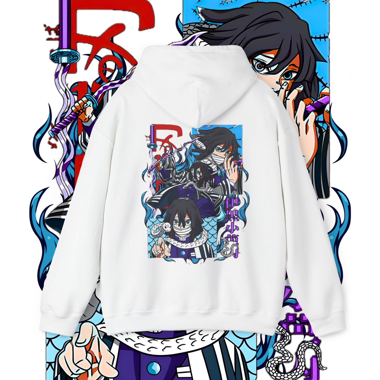 Iguro Obanai Serpent Hashira Back Print Hoodie | Demon Slayer | 100% Cotton