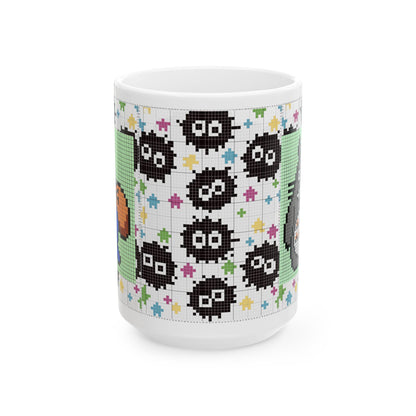 My Neighbor Totoro Pixel Mug – Studio Ghibli Retro Anime Cup 11oz & 15oz – Cute Pixel Art Coffee Gift