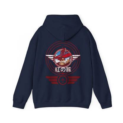 Porco Rosso Aviator Hoodie with Back Print – 100% Cotton Studio Ghibli Pilot Anime Sweatshirt