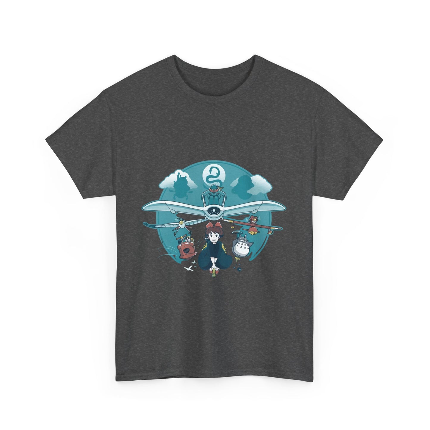 Flying Ghibli Characters T-Shirt – 100% Cotton Anime Tee for Studio Ghibli Fans
