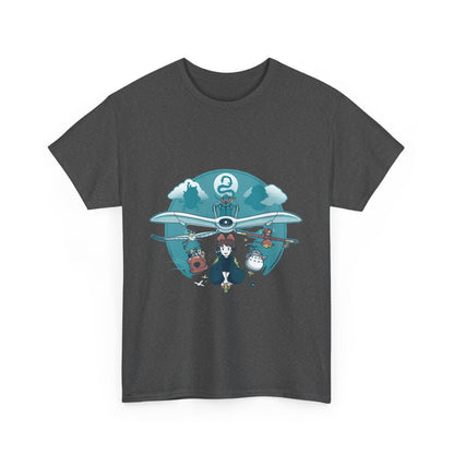Flying Ghibli Characters T-Shirt – 100% Cotton Anime Tee for Studio Ghibli Fans